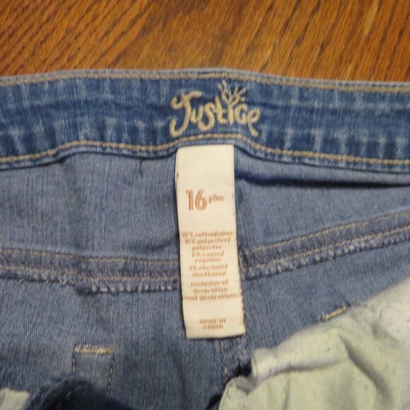 Justice Blue Denim Short Shorts Size 16 Plus - Picture 3 of 6